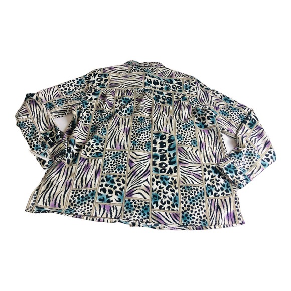 2686 VTG Alfred Dunner Animal Print Collard Button Up Blouse Sz 14 - Picture 7 of 10